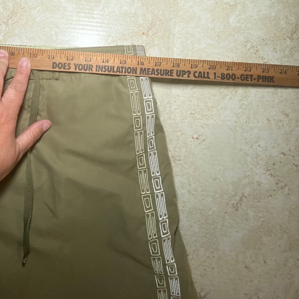 Mens Olive Cargo Swim‎ Shorts With Drawstring Pocket Beach Pool Vacation - Picture 8 of 9